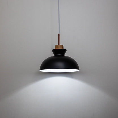 Lámpara colgante moderna de un solo foco con cúpula | Lámpara colgante de metal escandinava