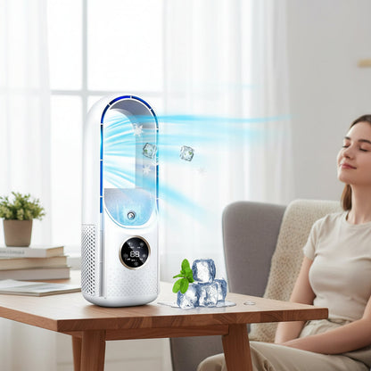 Aire acondicionado portátil con enfriamiento evaporativo y ventilador sin aspas