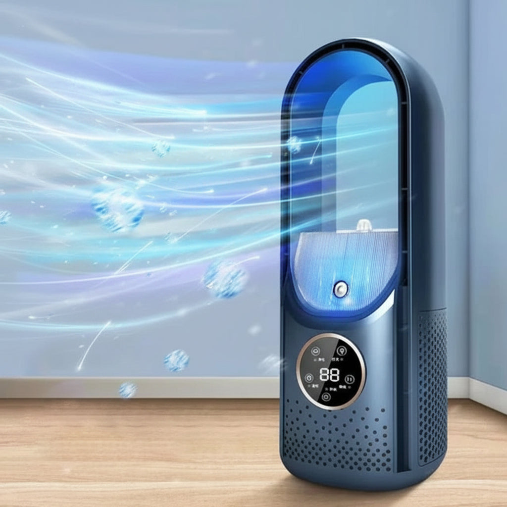 Aire acondicionado portátil con enfriamiento evaporativo y ventilador sin aspas