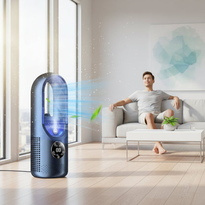 Aire acondicionado portátil con enfriamiento evaporativo y ventilador sin aspas