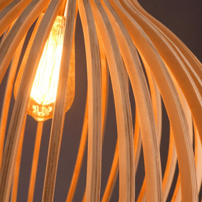Lámpara colgante de madera artesanal | Diseño escandinavo natural