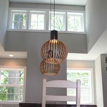 Lámpara colgante de madera artesanal | Diseño escandinavo natural