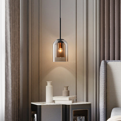 Lámpara Colgante Mica de Estilo Mid-Century | Doble Pantalla de Vidrio
