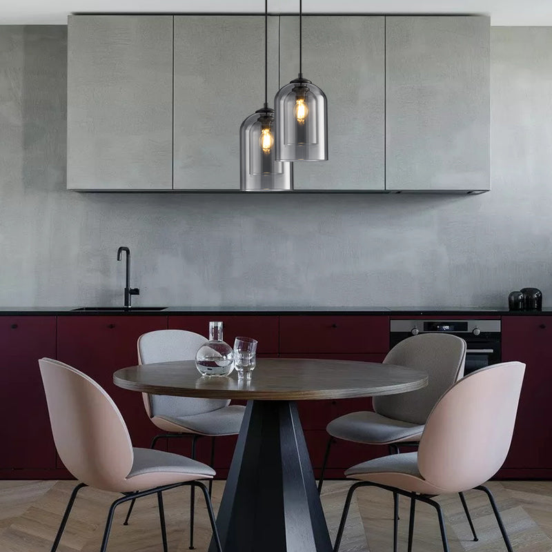 Lámpara Colgante Mica de Estilo Mid-Century | Doble Pantalla de Vidrio