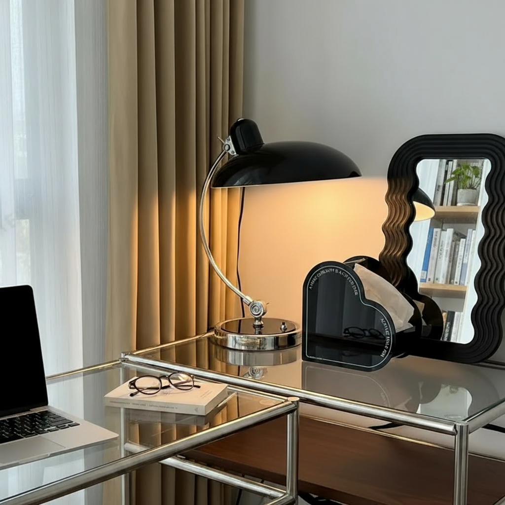 Lámpara de mesa ScandiArc | Diseño curvo de metal inspirado en Bauhaus