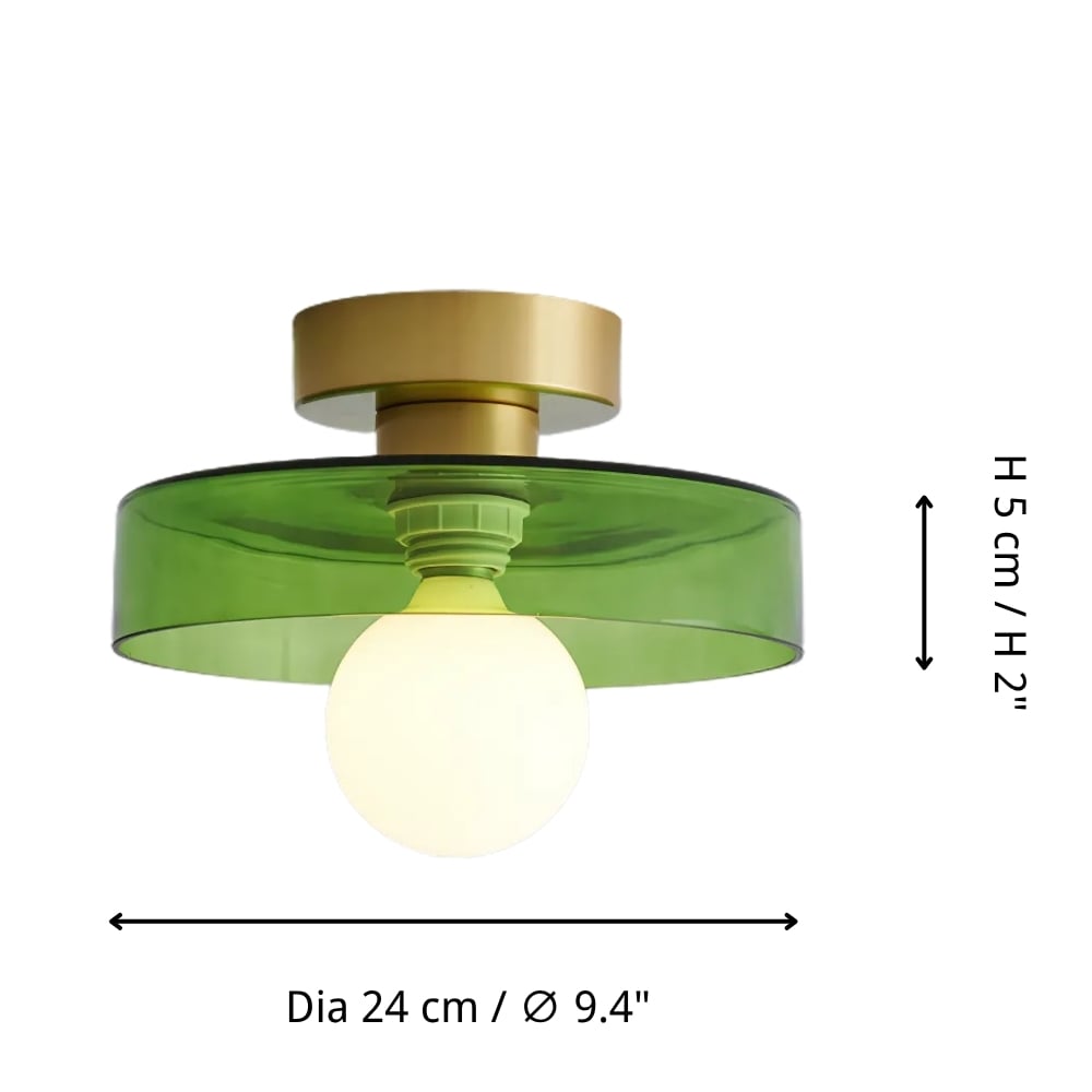 Lámpara de techo Bauhaus francesa | Luz minimalista de latón y vidrio