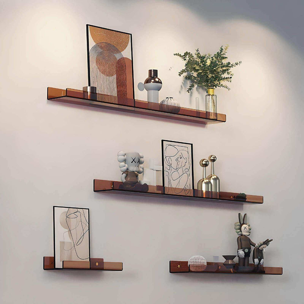 Estante de Pared Flotante Acrílico Minimalista para Exhibición y Almacenamiento