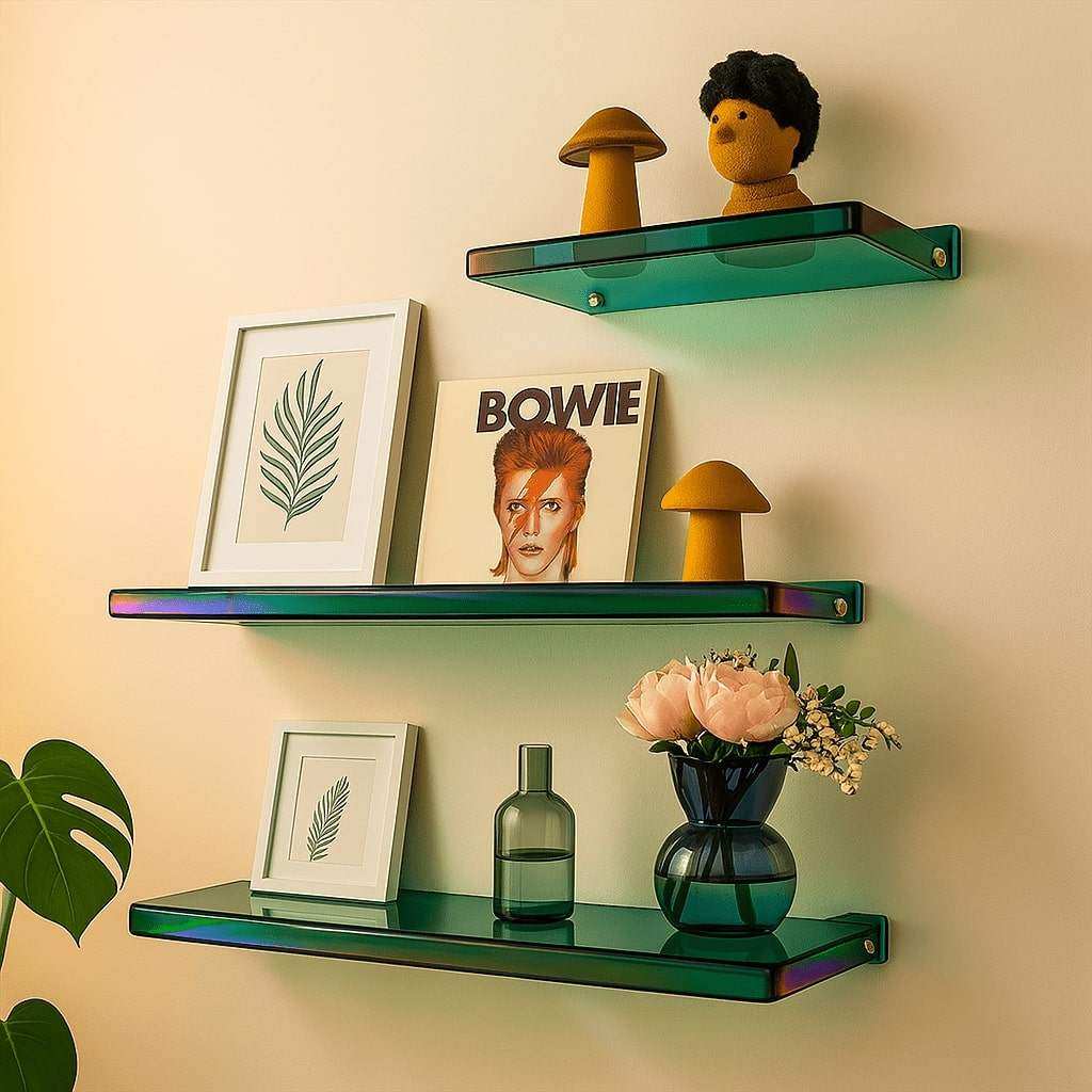 Estante de Pared Flotante Acrílico Minimalista para Exhibición y Almacenamiento